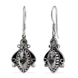 White Buffalo and Blue Horizon Turquoise Earrings created in Sterling Silver